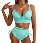 Aneta | Pásikavé bikiny s vysokým pásom a nastaviteľným viazaním