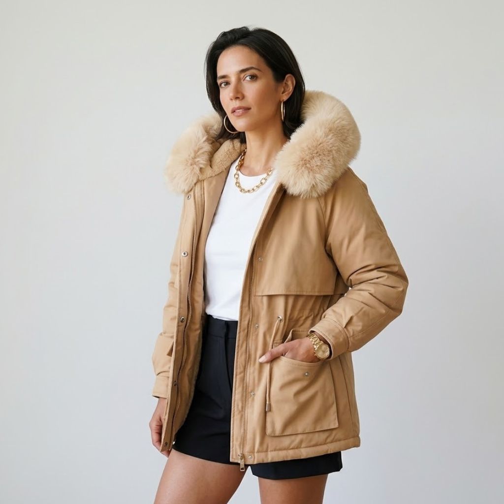 Simona | Štruktúrovaná parka s kapucňou