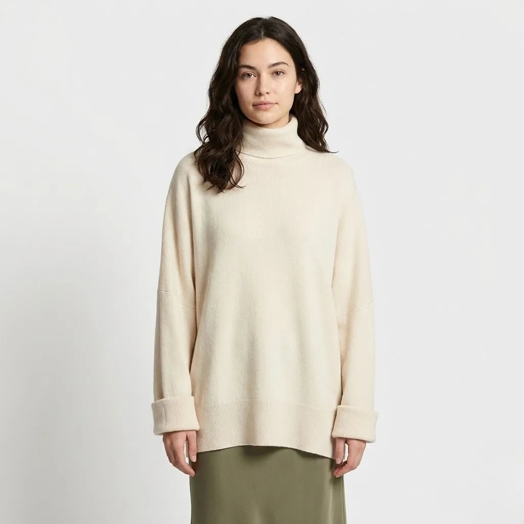 Barbora | Oversize pletené pončo s rolákom z mäkkého úpletu