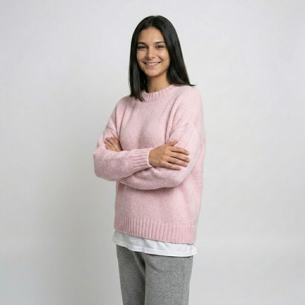 Tatiana | Ľahký pletený sveter zo zmesi akrylu a polyesteru s oversize strihom