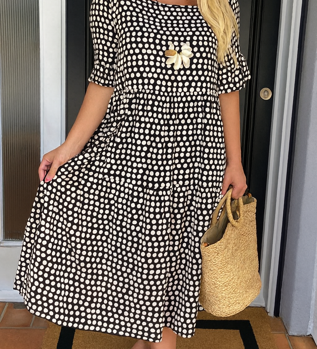 Ružica | Elegantné midi šaty s krátkymi rukávmi