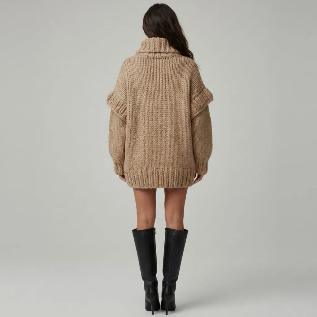 Júlia | Pletený sveter zo zmesi akrylu a polyesteru s oversize strihom a rolákom