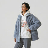 Valentína | Oversize teddy kabát z polyesteru so zapínaním vpredu a veľkými vreckami
