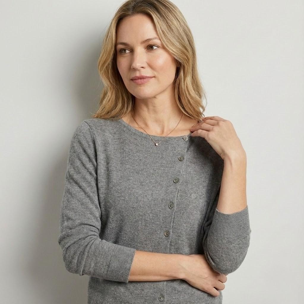 Aneta | Mäkký pletený kardigán zo zmesi viskózy a bavlny s okrúhlym výstrihom