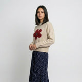 Katarína | Pletený sveter z akrylu s kvetinovým vzorom na ležérne nosenie