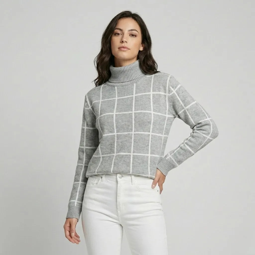 Tamara | Pletený sveter s rolákom a geometrickým vzorom