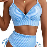 Aneta | Pásikavé bikiny s vysokým pásom a nastaviteľným viazaním