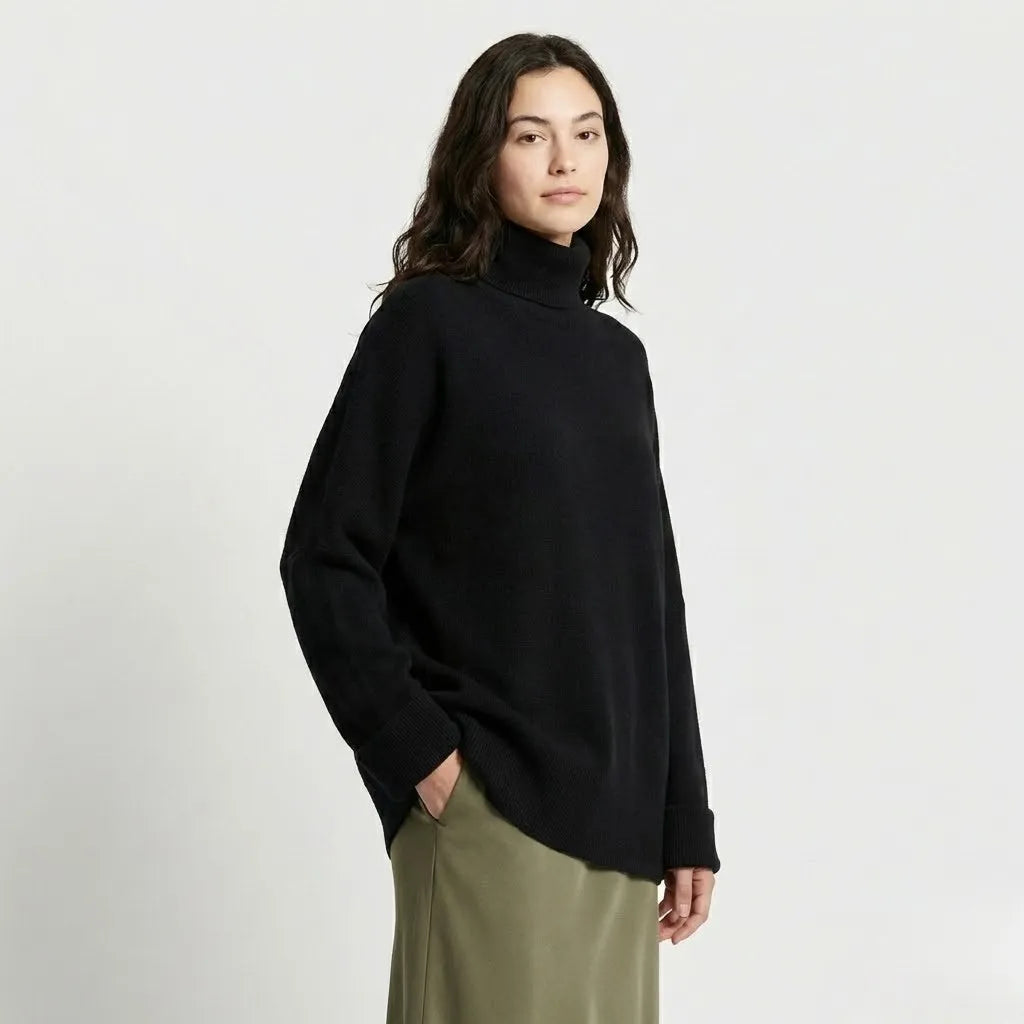 Barbora | Oversize pletené pončo s rolákom z mäkkého úpletu
