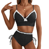 Aneta | Pásikavé bikiny s vysokým pásom a nastaviteľným viazaním