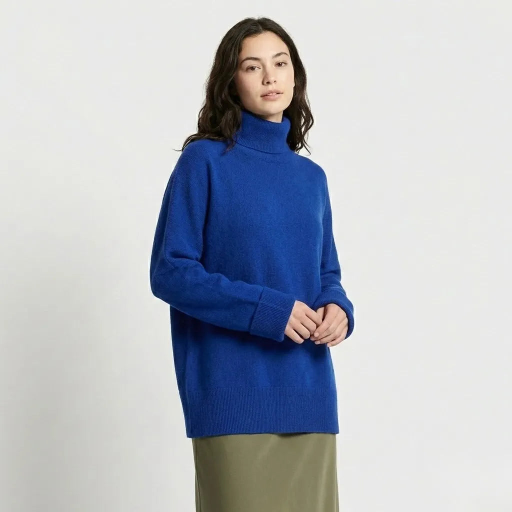 Barbora | Oversize pletené pončo s rolákom z mäkkého úpletu
