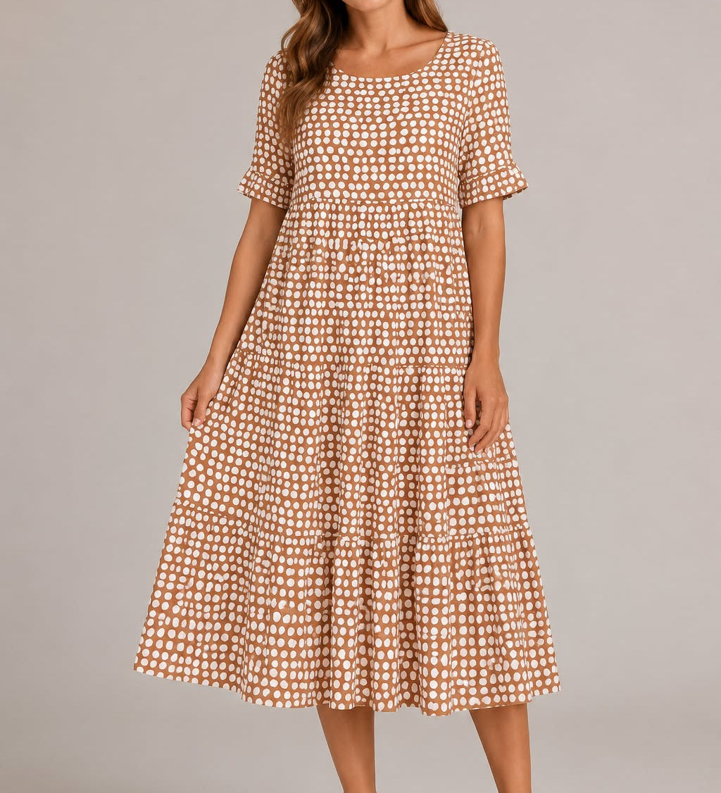 Ružica | Elegantné midi šaty s krátkymi rukávmi