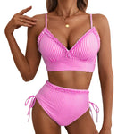 Aneta | Pásikavé bikiny s vysokým pásom a nastaviteľným viazaním