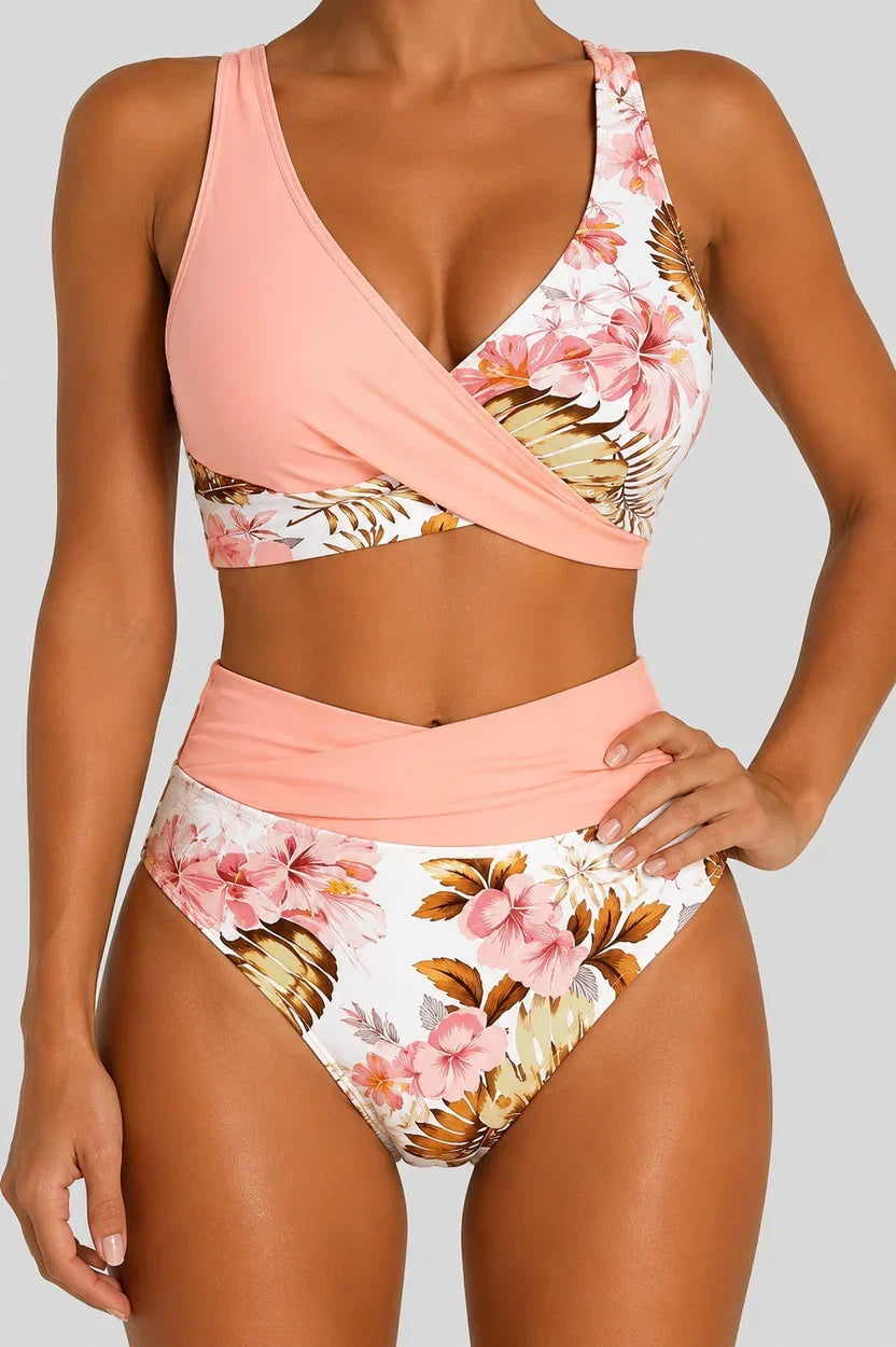 Dominika | Kvetované bikiny s vysokým pásom