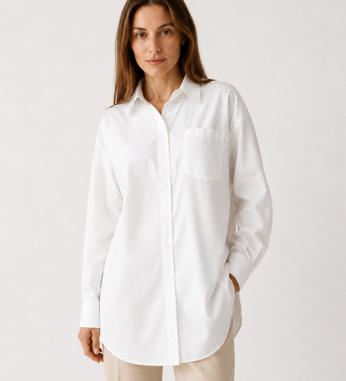 Laura | Dlhá oversize košeľa s klasickým golierom