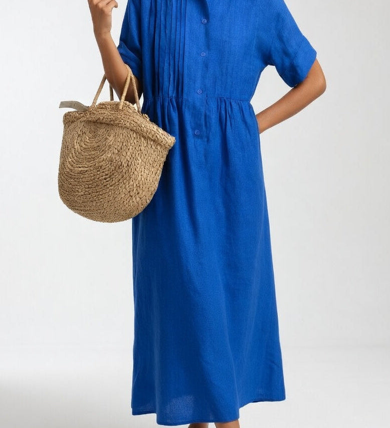 Klaudia | Voľné letné košeľové šaty z ľanovej zmesi