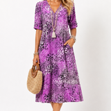 Boleslava | Kvetinové boho midi šaty s výstrihom do V