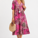 Boleslava | Kvetinové boho midi šaty s výstrihom do V