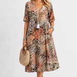 Boleslava | Kvetinové boho midi šaty s výstrihom do V