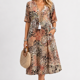 Boleslava | Kvetinové boho midi šaty s výstrihom do V
