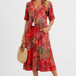 Boleslava | Kvetinové boho midi šaty s výstrihom do V