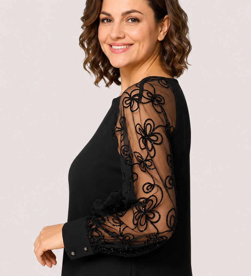 Rastislava | Elegantné čierne šaty s jemnými rukávmi