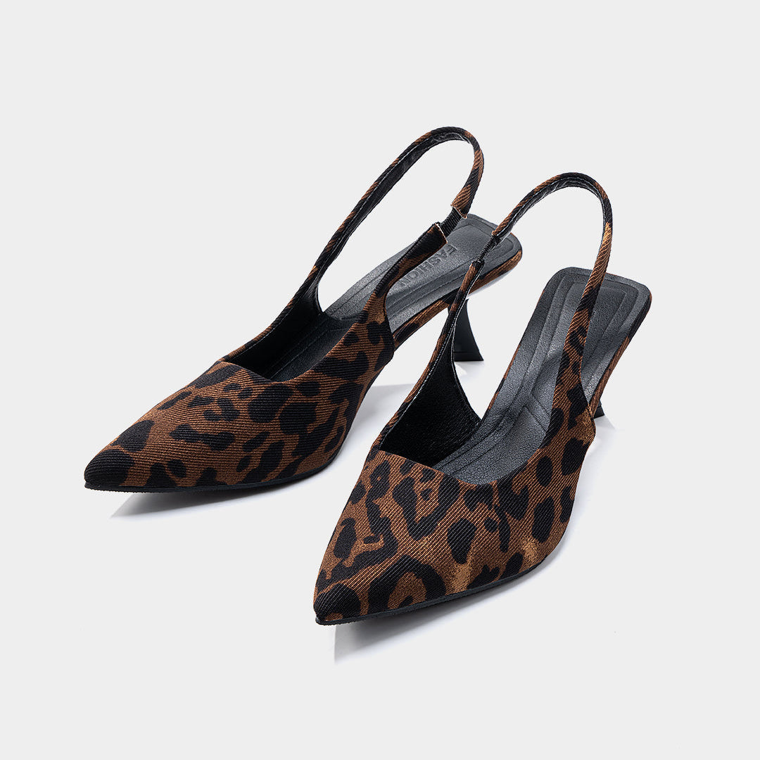 Tamara | Karamelové lodičky so špicatou špičkou a leopardím vzorom