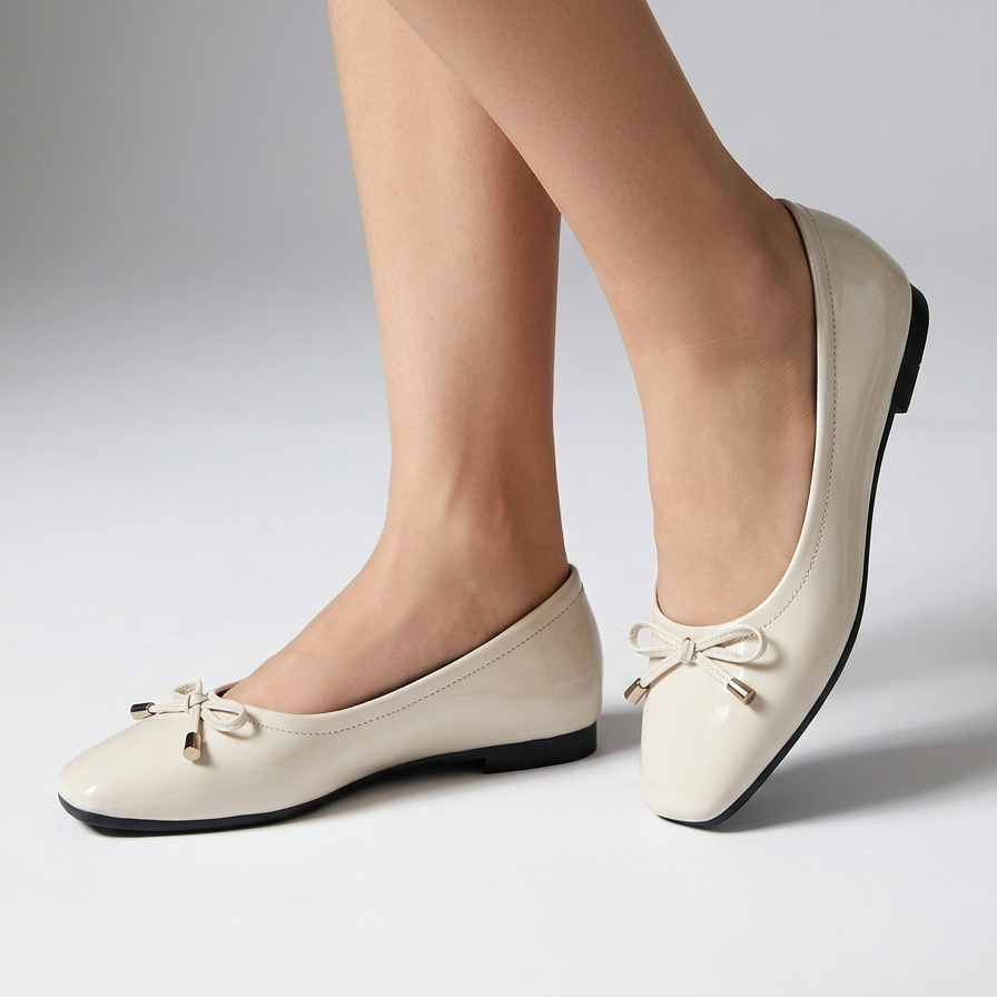 Irena | Baleríny s hranatou špičkou a mašľou