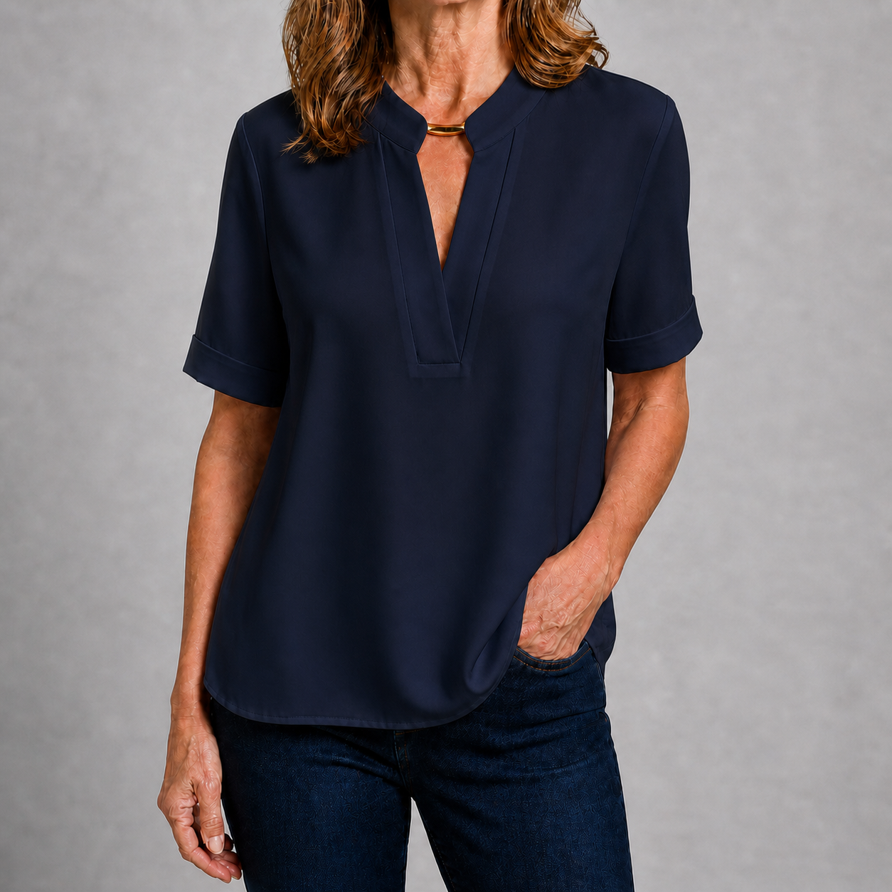 Margaux blúzka – tmavomodrá