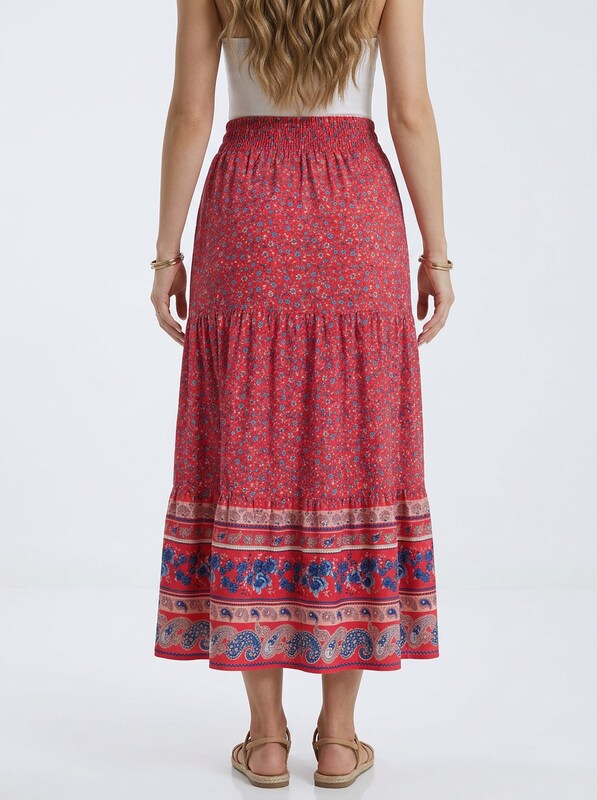 Renáta | Boho midi sukňa s kvetinovým vzorom