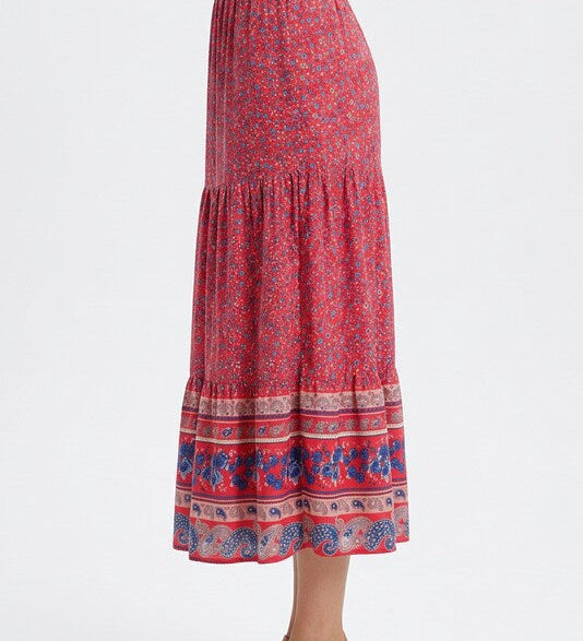 Renáta | Boho midi sukňa s kvetinovým vzorom