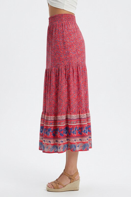 Renáta | Boho midi sukňa s kvetinovým vzorom