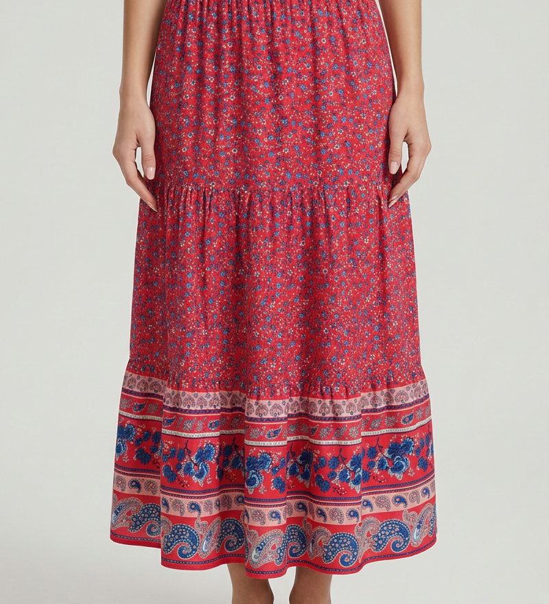 Renáta | Boho midi sukňa s kvetinovým vzorom
